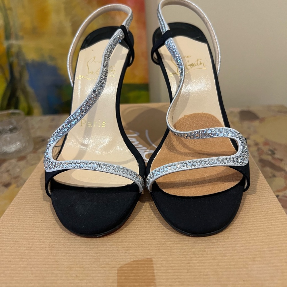 Christian Louboutin Alta Perla Black and Silver Women’s Heel